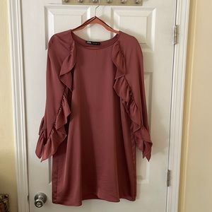 Rose long sleeve dress with ruffle detail